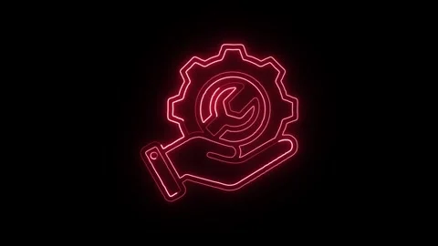 Service Icon Isolated on Black Background, Support Help Neon Line Animation.. Stock Footage 323943136