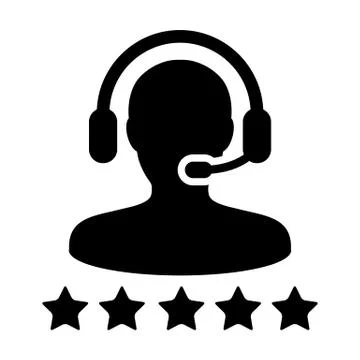 Service Icon Vector Customer Star Ratings for Male Online Support Person Profile Stock Illustration