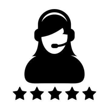 Service Icon Vector Customer Star Ratings for Female Online Support Person  Stock Illustration