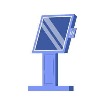 Service interactive equipment with display flat vector illustration isolated. Stock Illustration