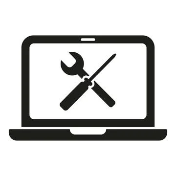 Service laptop error icon simple vector. Gadget data Stock Illustration