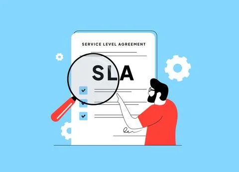 Service level agreement contract form, business concept. Service level Stock Illustration