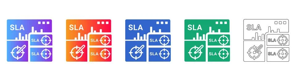 Service Level Agreement Performance Dashboard Icons Stock Illustration