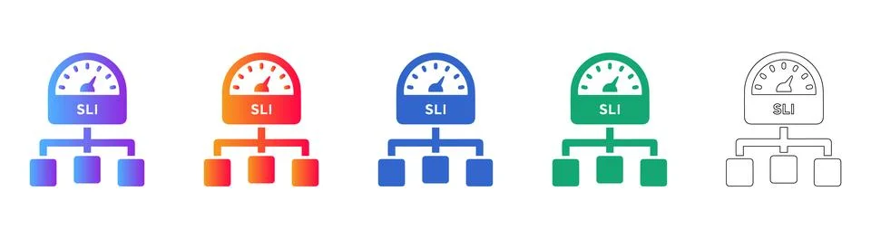 Service Level Indicator Hierarchy Icon Set Stockillustratie