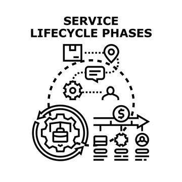 Service lifecycle phases illustration process concept Stock Illustration