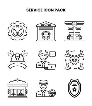 Service Line Bundle Icons Pack Stock Illustration