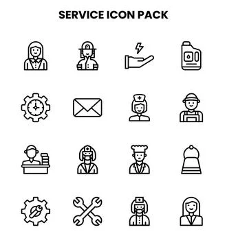 Service Line Icons Pack Ilustração Stock