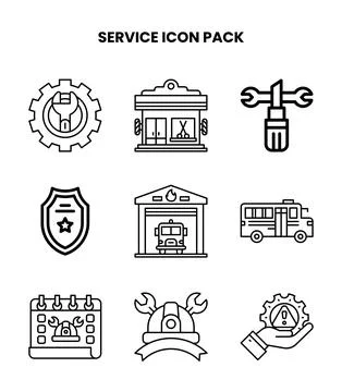 Service Line Vector Icons Pack Stock Illustration