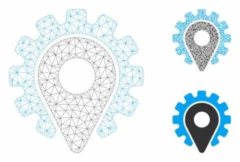 Service Location Vector Mesh Network Model and Triangle Mosaic Icon Illustrazione stock
