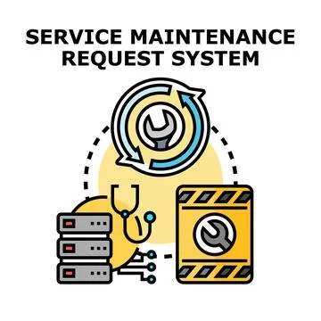 Service maintenance request system concept illustrating support Stock Illustration
