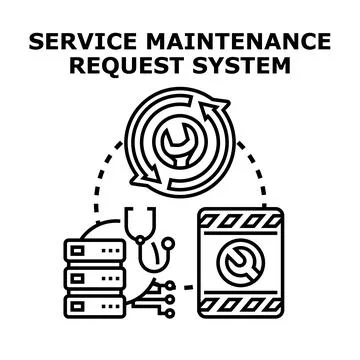 Service maintenance request system concept illustrating support Stock Illustration