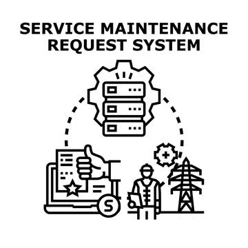 Service maintenance request system network managing infrastructure 库存插图