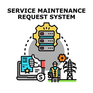 Service maintenance request system network managing infrastructure Illustrazione stock