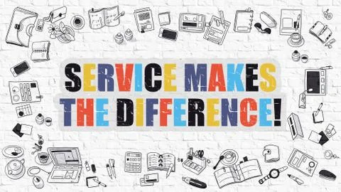 Service Makes The Difference in Multicolor. Doodle Design Stock Illustration