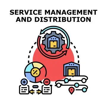Service management distribution concept integrating logistics and analytics Illustrazione stock