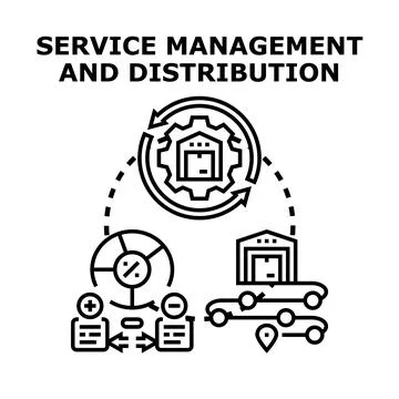 Service management distribution concept integrating logistics and analytics Illustrazione stock