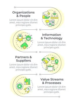 Service management fields infographic vertical sequence Illustrazione stock