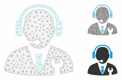 Service Manager Vector Mesh Wire Frame Model and Triangle Mosaic Icon Illustrazione stock