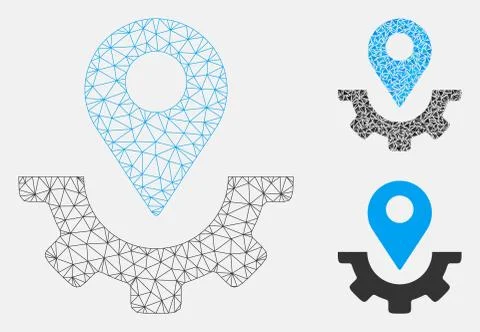 Service Map Marker Vector Mesh 2D Model and Triangle Mosaic Icon Stockillustratie