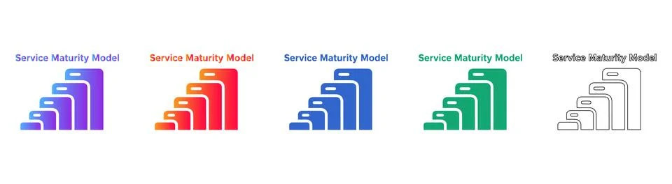 Service Maturity Model Progress Bar Icon Set Stockillustratie