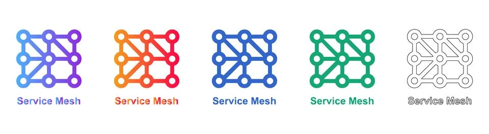Service Mesh Network Architecture Technology Icons 스톡 일러스트