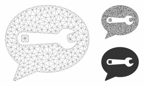 Service Message Vector Mesh Wire Frame Model and Triangle Mosaic Icon Illustrazione stock