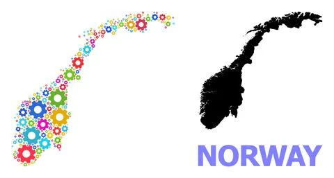Service Mosaic Map of Norway of Multi-Colored Cogs Illustrazione stock