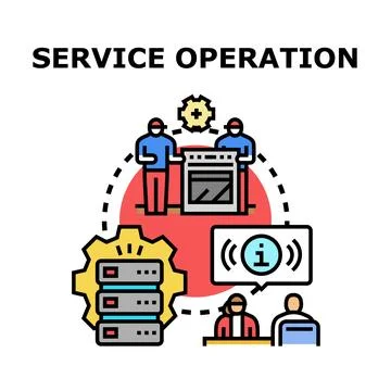 Service operation process connecting customer support and technical team Stock Illustration