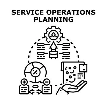 Service operations planning analyzing business strategy process Stock Illustration