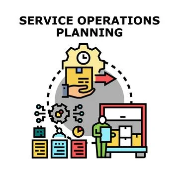 Service operations planning implementing logistics and delivery process Stock Illustration
