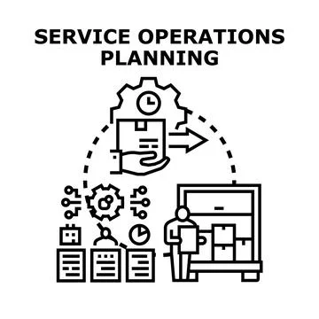 Service operations planning implementing logistics and delivery process Stock Illustration
