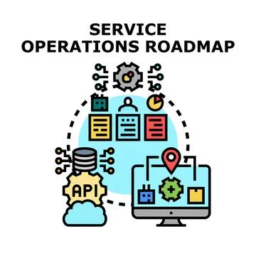 Service operations roadmap planning and managing development process 스톡 일러스트