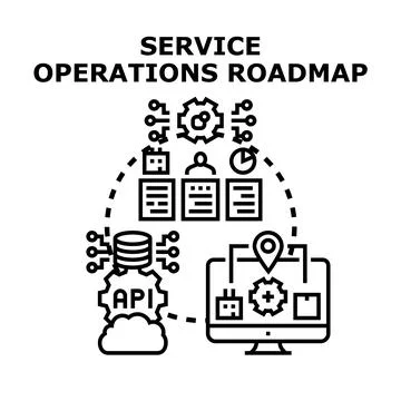 Service operations roadmap planning and managing development process Stock Illustration