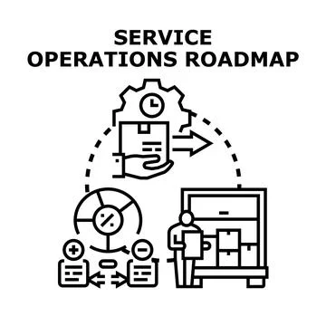 Service operations roadmap vector concept illustrating strategy Illustrazione stock