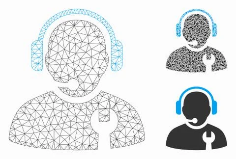Service Operator Vector Mesh Network Model and Triangle Mosaic Icon Illustrazione stock