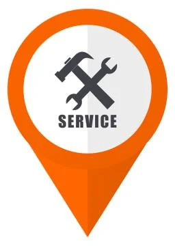Service orange pointer vector icon in eps 10 isolated on white background. Illustrazione stock