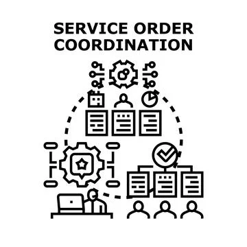 Service order coordination processing workflow management system 스톡 일러스트