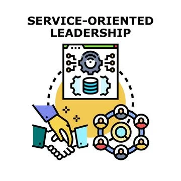 Service oriented leadership developing business collaboration and technology Stock Illustration