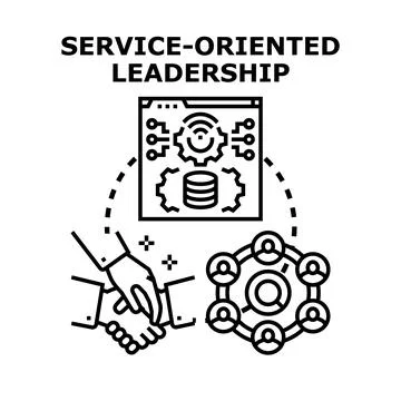 Service oriented leadership developing business collaboration and technology Stock Illustration