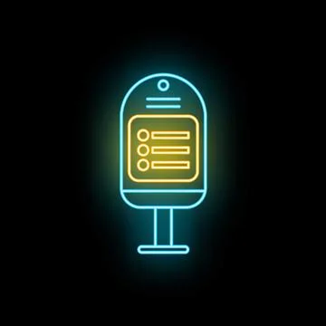 Service panel neon light display on black background Stock Illustration