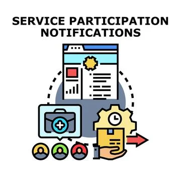 Service participation notification concept receiving online services Stockillustratie