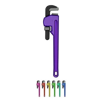 Service pipe wrench cartoon vector graphic Stock Illustration