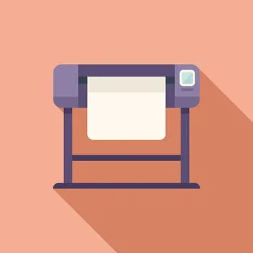 Service plotter icon flat vector. Digital printer Ilustración de archivo