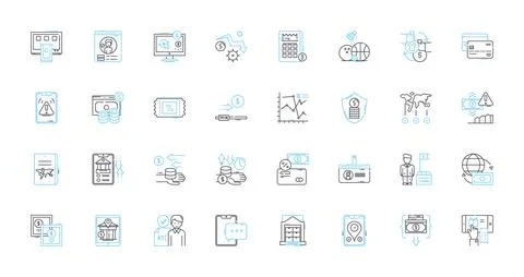 Service positioning linear icons set. Differentiation, Quality, Expertise Illustrazione stock