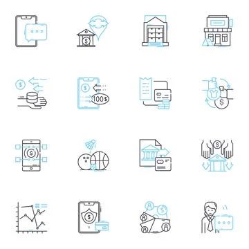 Service positioning linear icons set. Differentiation, Quality, Expertise Stock Illustration