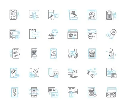 Service positioning linear icons set. Differentiation, Quality, Expertise Illustrazione stock