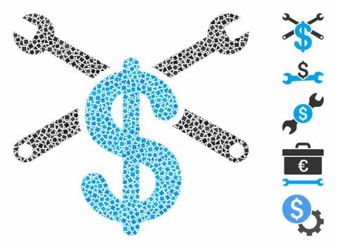 Service price Composition Icon of Bumpy Parts Illustrazione stock