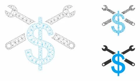 Service Price Vector Mesh Wire Frame Model and Triangle Mosaic Icon イラスト素材
