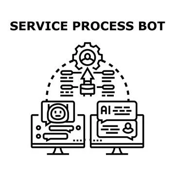 Service process bot assisting with customer support automation Stock Illustration