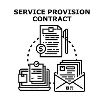 Service provision contract agreement document signing concept Stock Illustration